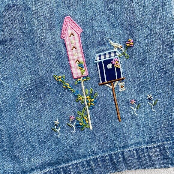 VTG The Quacker Factory Women Size Maxi Skirt Blue Denim‎ Embroidered Hong Kong - Picture 1 of 8
